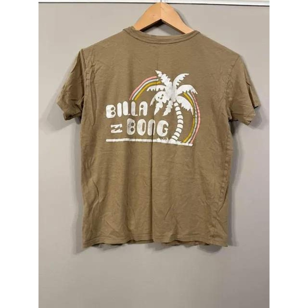 Billabong Womens Tan Graphic T-Shirt Palm Tree Rainbow Short Sleeve Tee XS - Picture 2 of 3